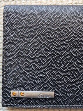 CARTIER santos pebbled black leather bi-fold wallet : new unused,original box